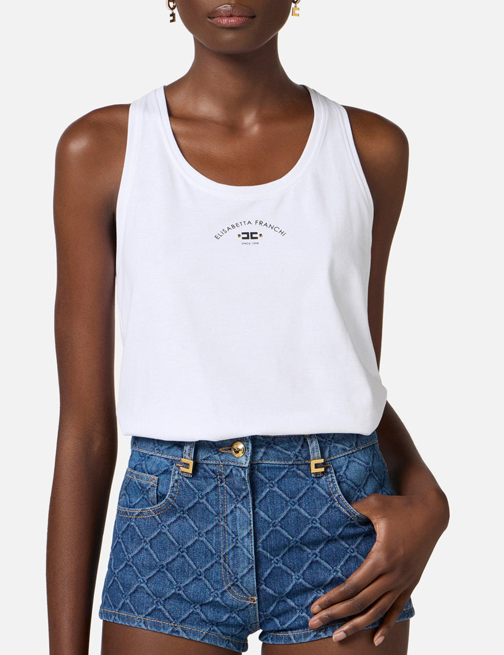 ELISABETTA FRANCHI Jersey tank top with logo