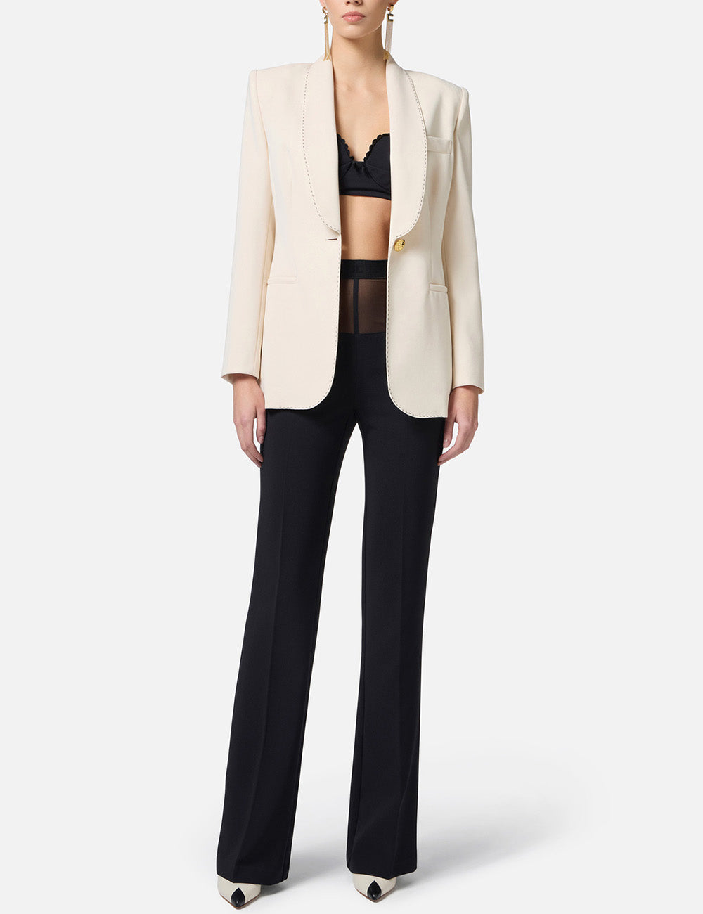 ELISABETTA FRANCHI Crêpe jacket with contrasting topstitching