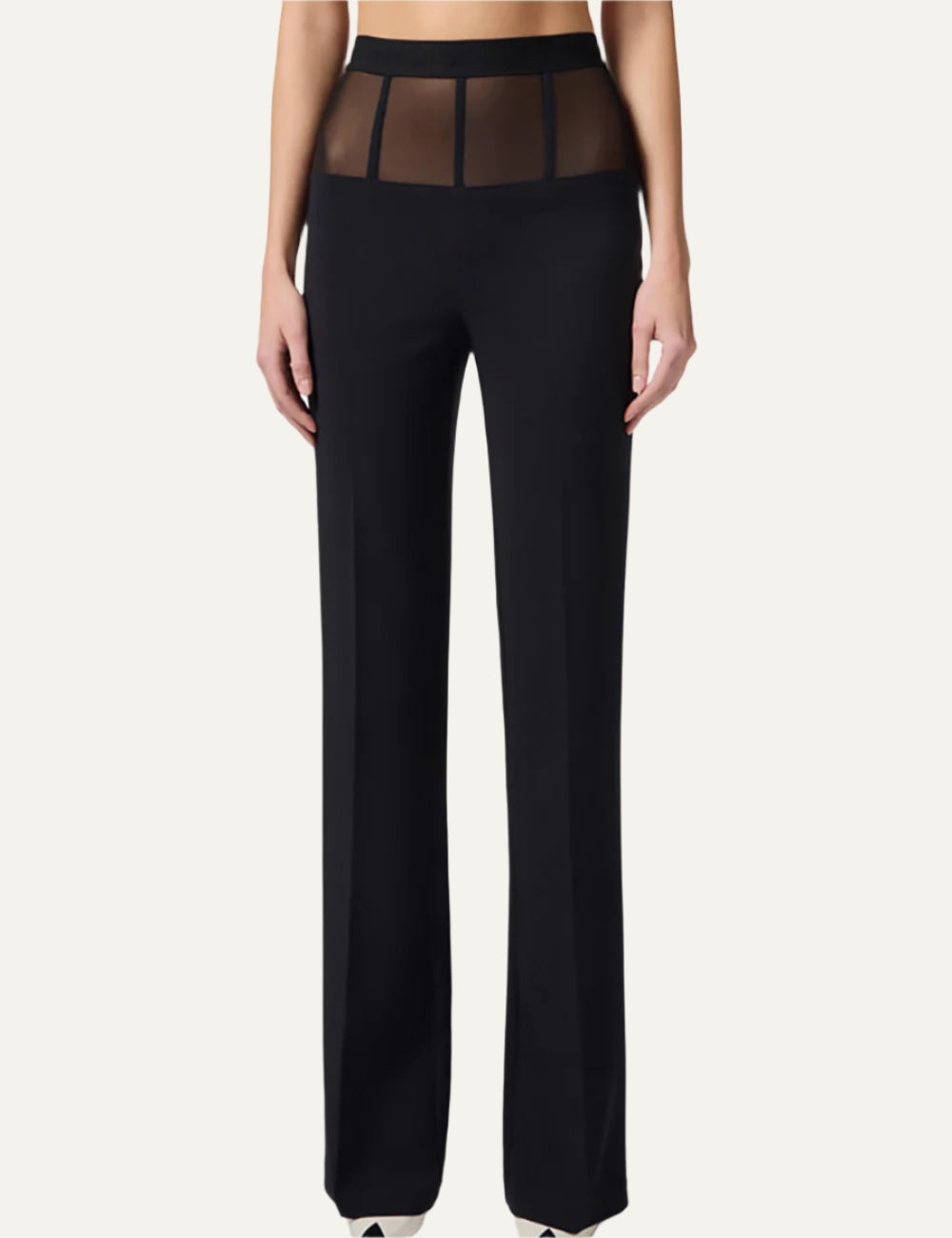 ELISABETTA FRANCHI Crêpe trousers with tulle peplum