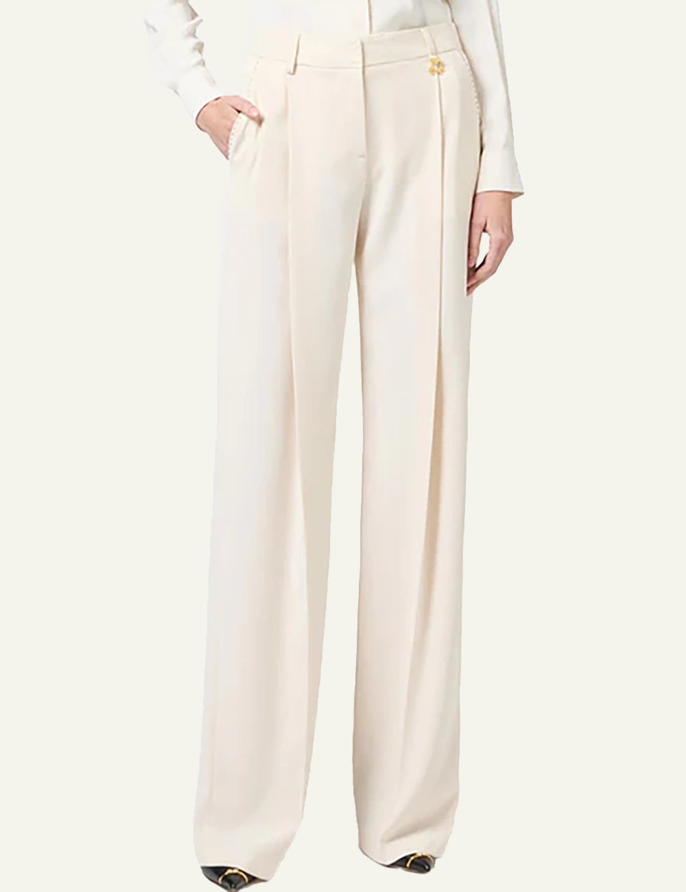 ELISABETTA FRANCHI Crêpe trousers with contrasting topstitching