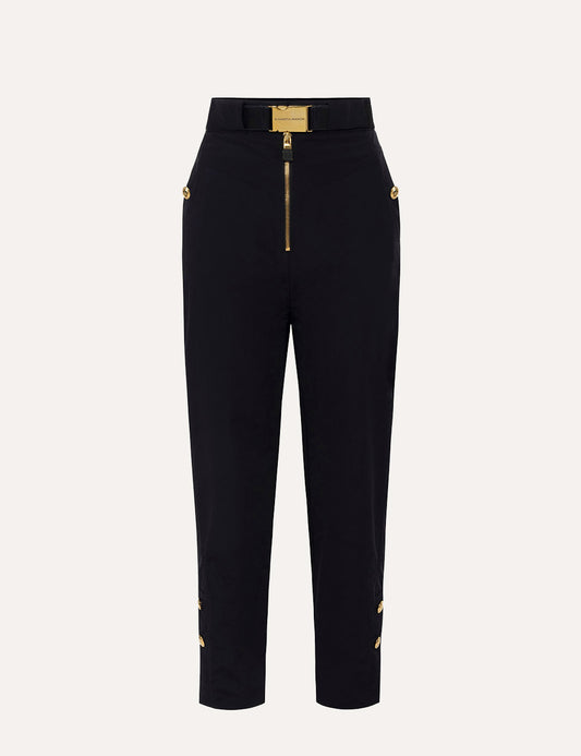 ELISABETTA FRANCHI Technical voile trousers with belt