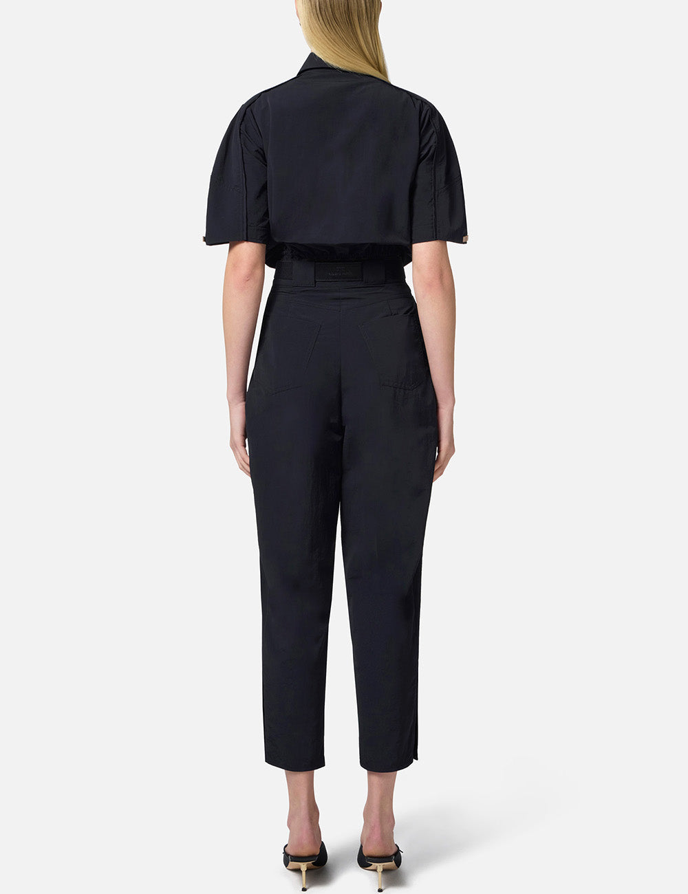 ELISABETTA FRANCHI Technical voile trousers with belt