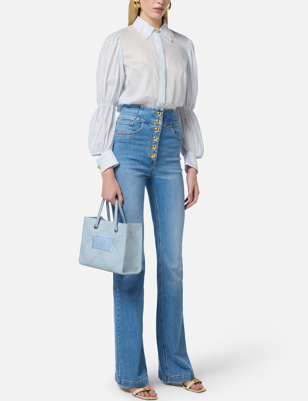 ELISABETTA FRANCHI High-waist jeans with logo buttons