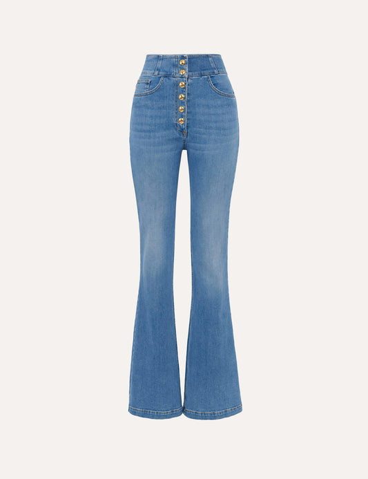 ELISABETTA FRANCHI High-waist jeans with logo buttons