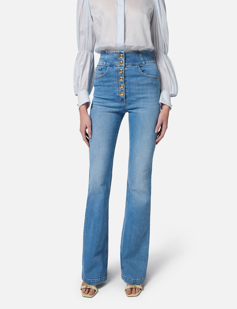 ELISABETTA FRANCHI High-waist jeans with logo buttons