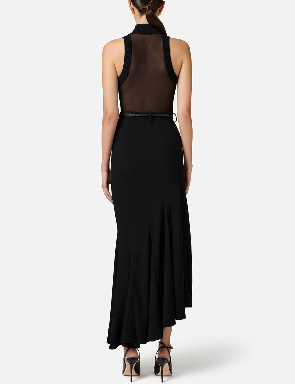 ELISABETTA FRANCHI Top in viscose fabric with tulle detail