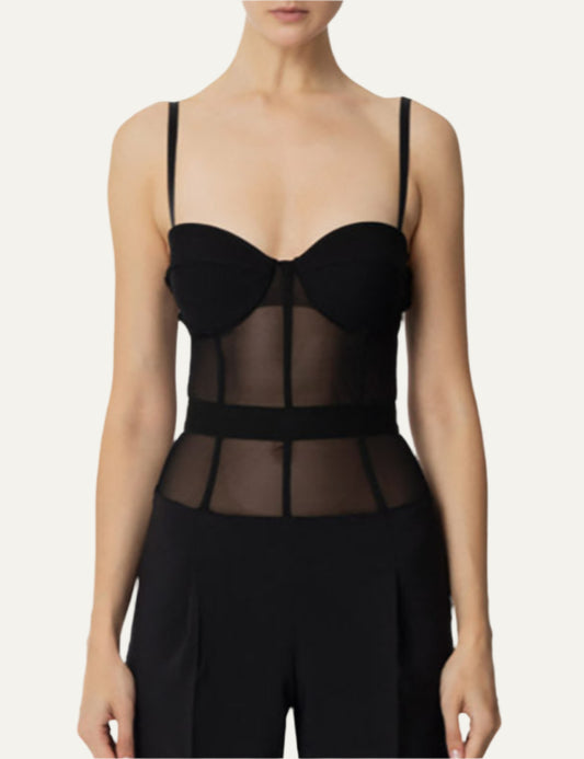 ELISABETTA FRANCHI Jumpsuit in crêpe and tulle fabrics