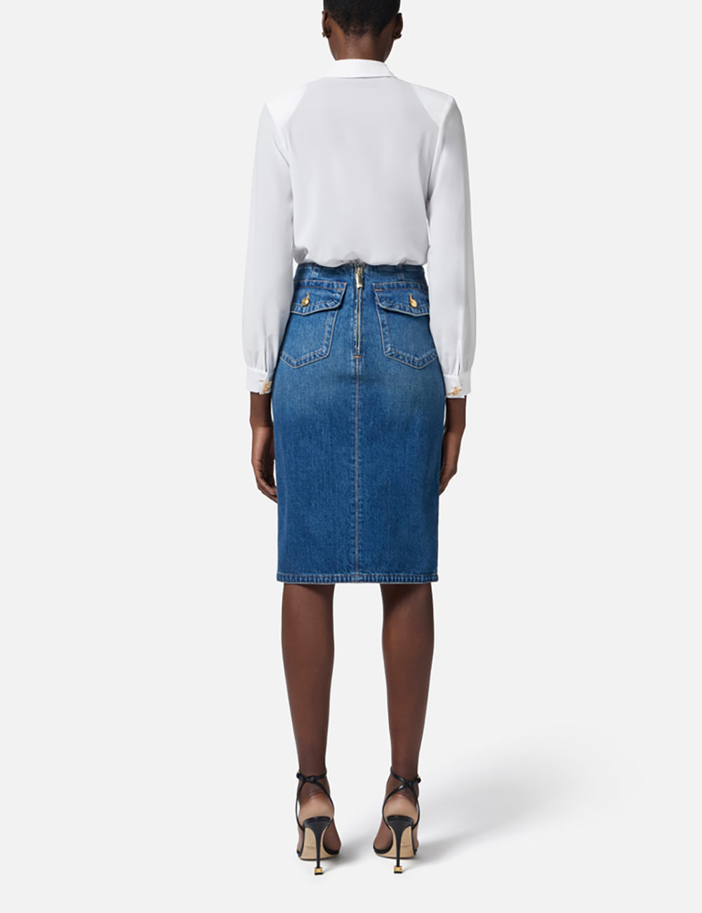 ELISABETTA FRANCHI Denim skirt with slit