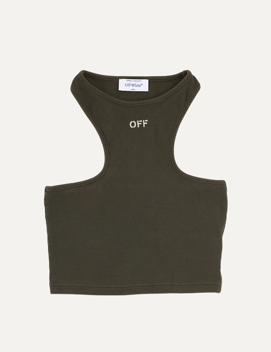 OFF WHITE OFF STAMP RIB CROP ROWING TOP