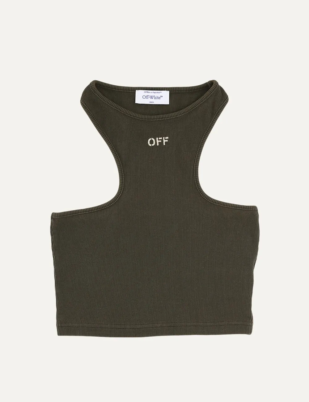 OFF WHITE OFF STAMP RIB CROP ROWING TOP