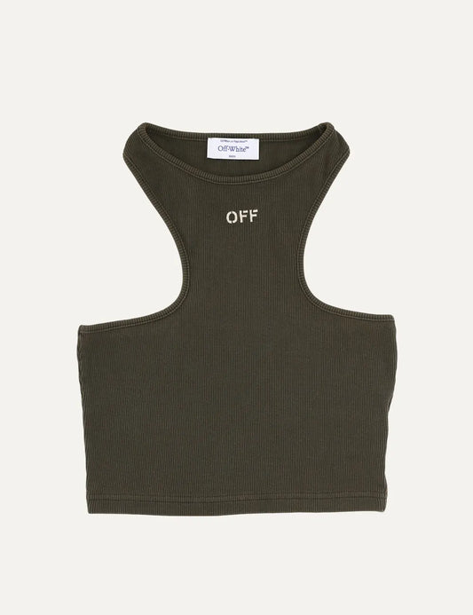 OFF WHITE OFF STAMP RIB CROP ROWING TOP