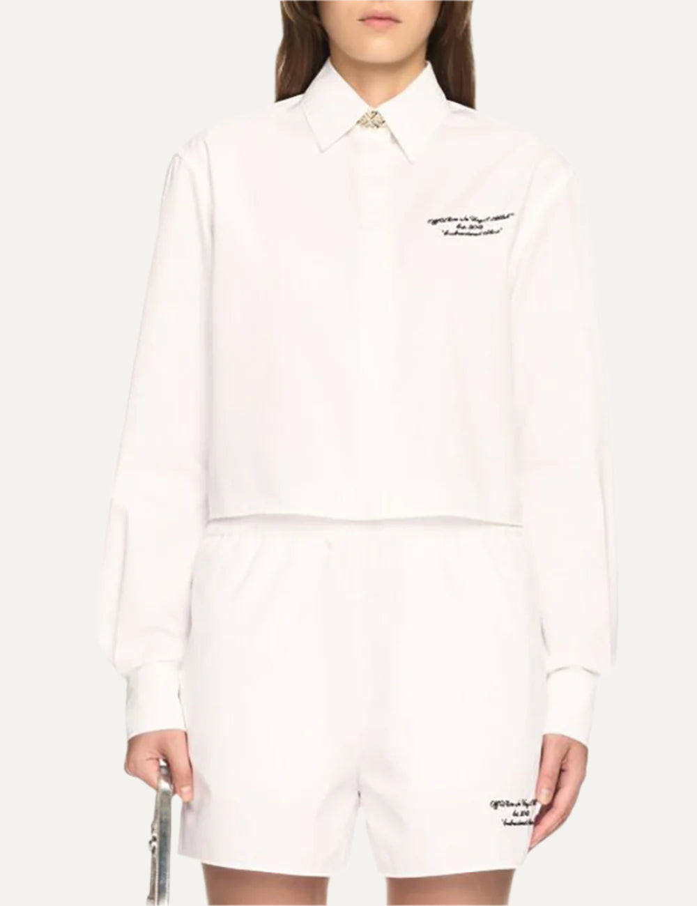 OFF WHITE EMBR POPLIN BOXY SHIRT L/S