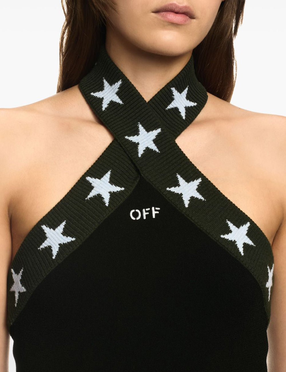 OFF WHITE CROSS COLLAR STAR MINI DRESS