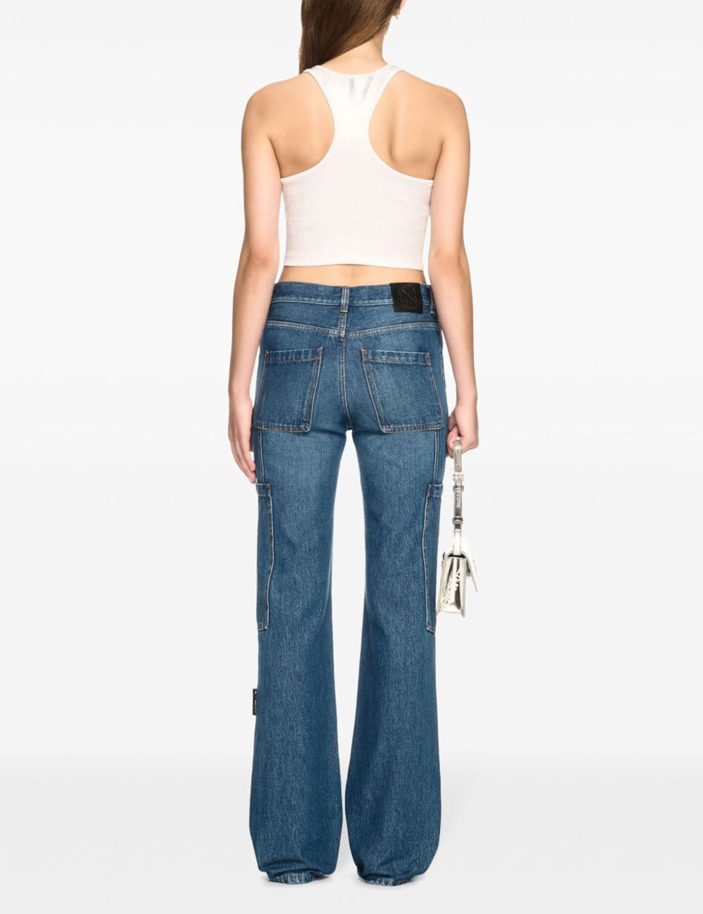 OFF WHITE DENIM SLIM CARGO PANT