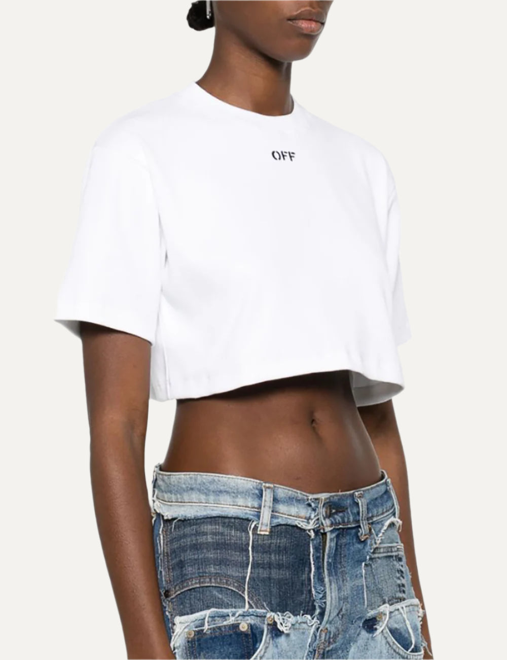 OFF WHITE OFF STAMP RIB CROPPED TEE