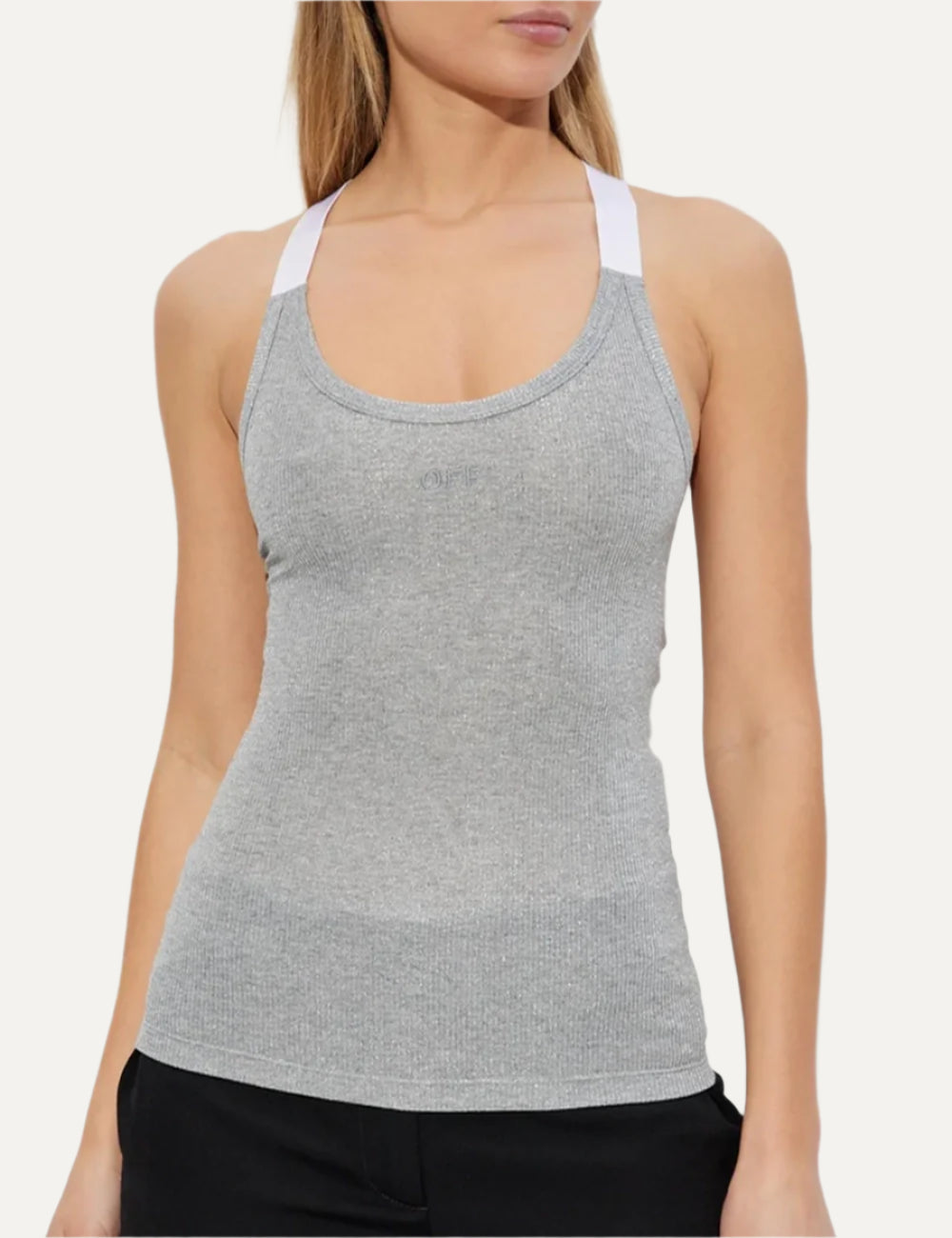 OFF WHITE LUREX RIB ALLA TOP