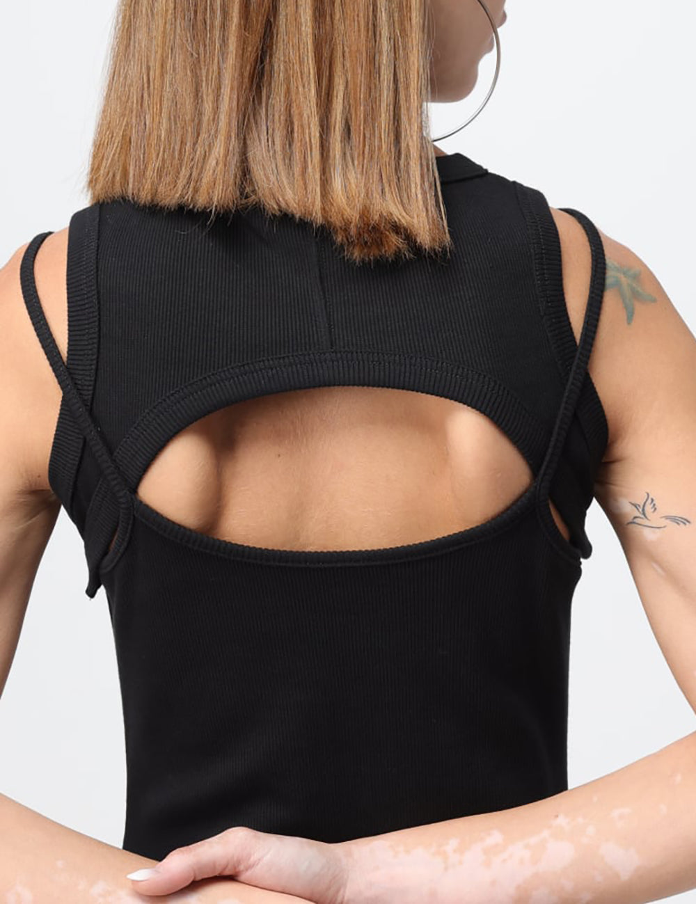 OFF WHITE OFF STAMP RIB ROUND MINI DRESS