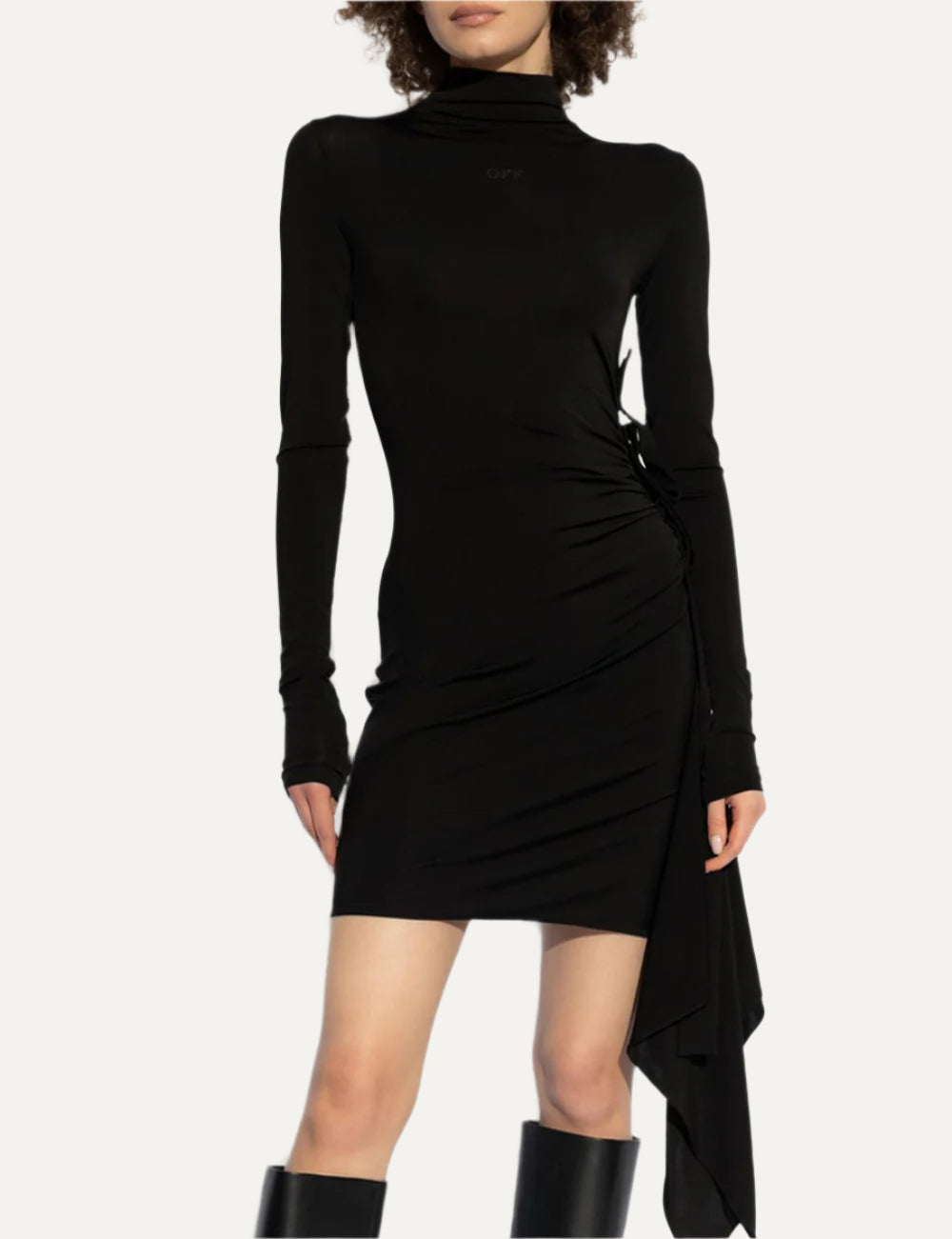 OFF WHITE SEC SKIN DRAPED MINI DRESS LS