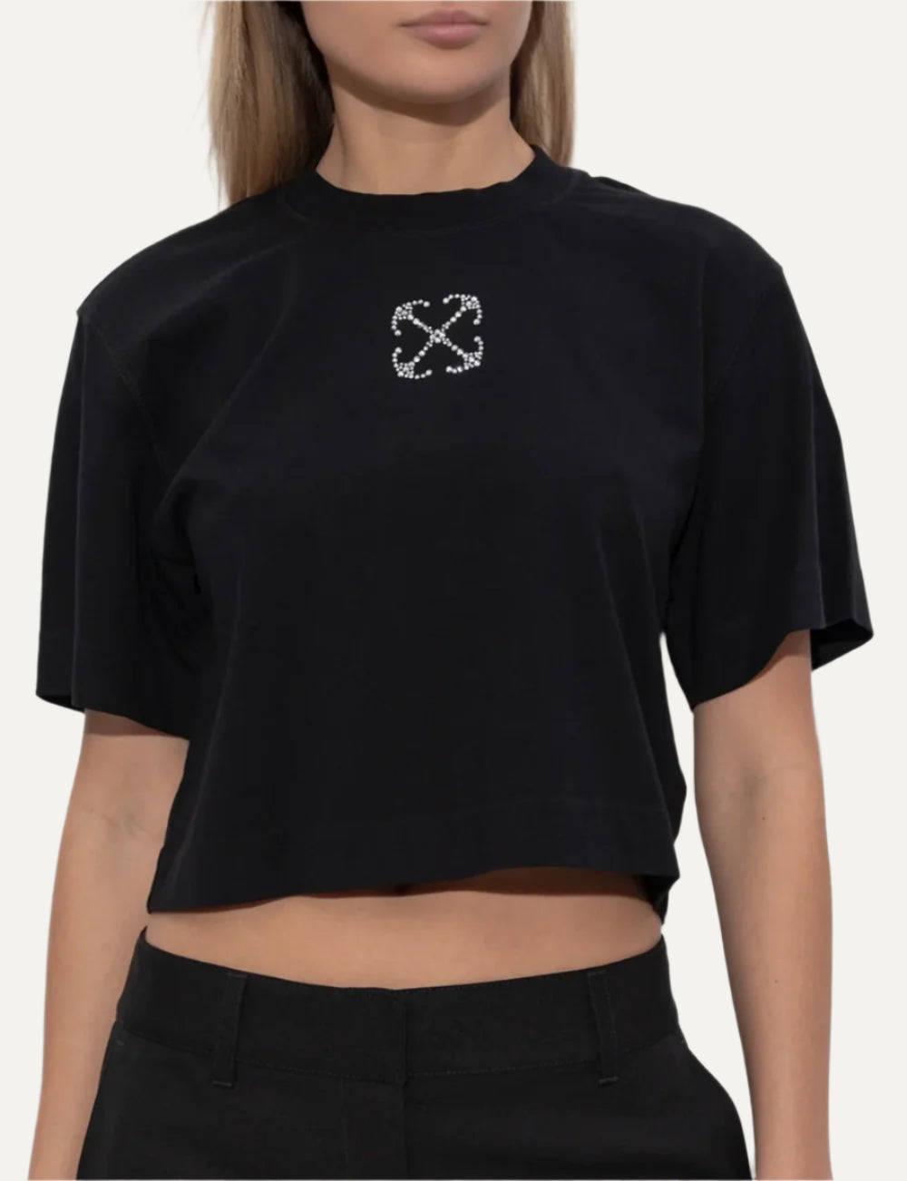 OFF WHITE JEWEL MINI ARROW CROP TEE
