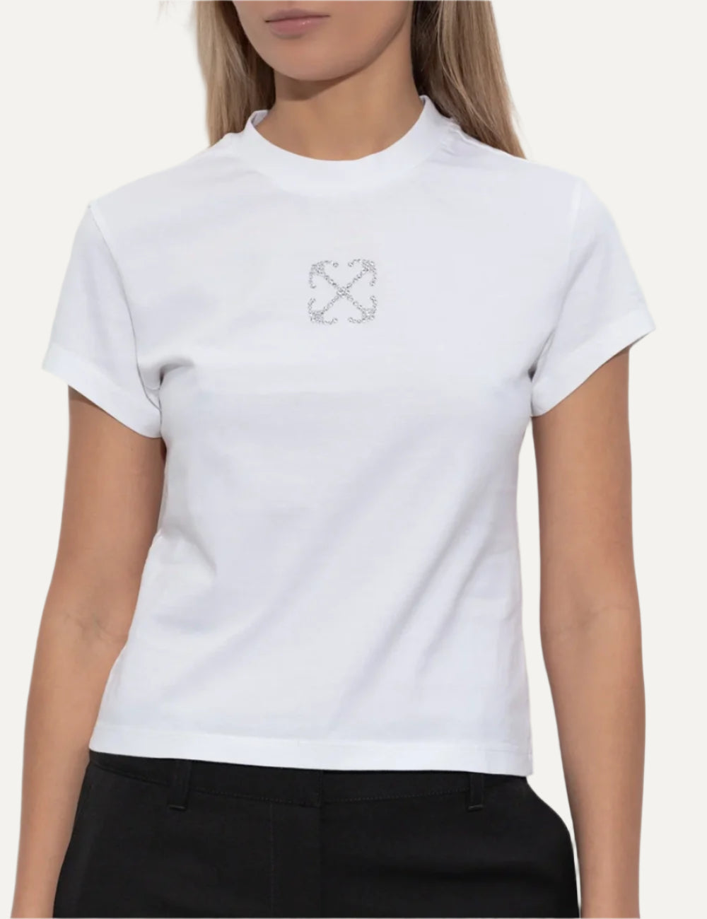 OFF WHITE JEWEL MINI ARROW FITTED TEE