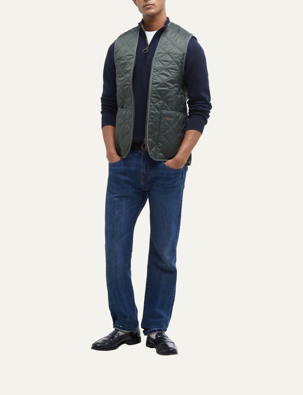 BARBOUR QUILTED WAISTCOAT OLIVE CLASSIC TARTAN