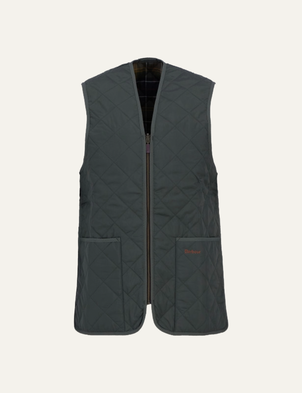 BARBOUR QUILTED WAISTCOAT OLIVE CLASSIC TARTAN