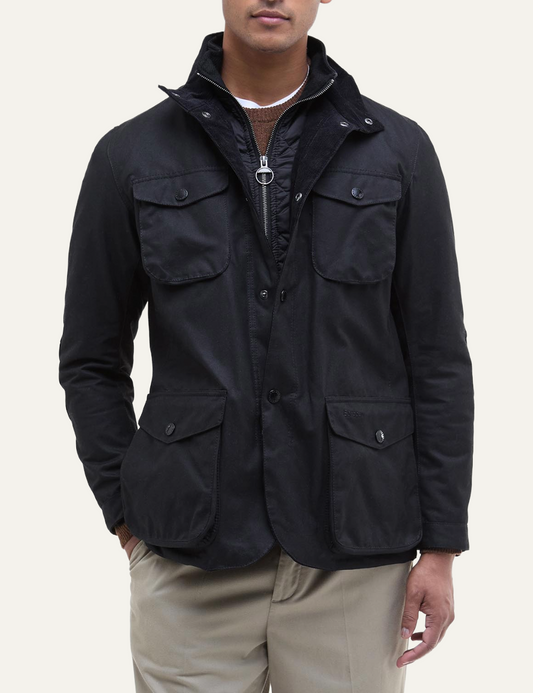 BARBOUR OGSTON WAX JACKET BLACK