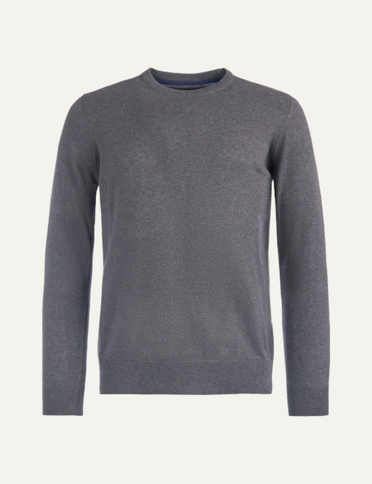 BARBOUR PIMA CREW NECK SWEATER CHARCOAL