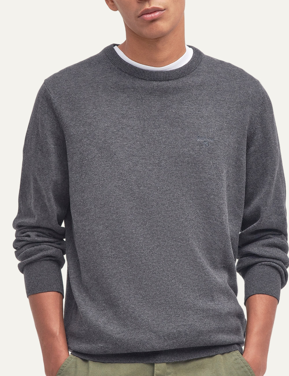 BARBOUR PIMA CREW NECK SWEATER CHARCOAL