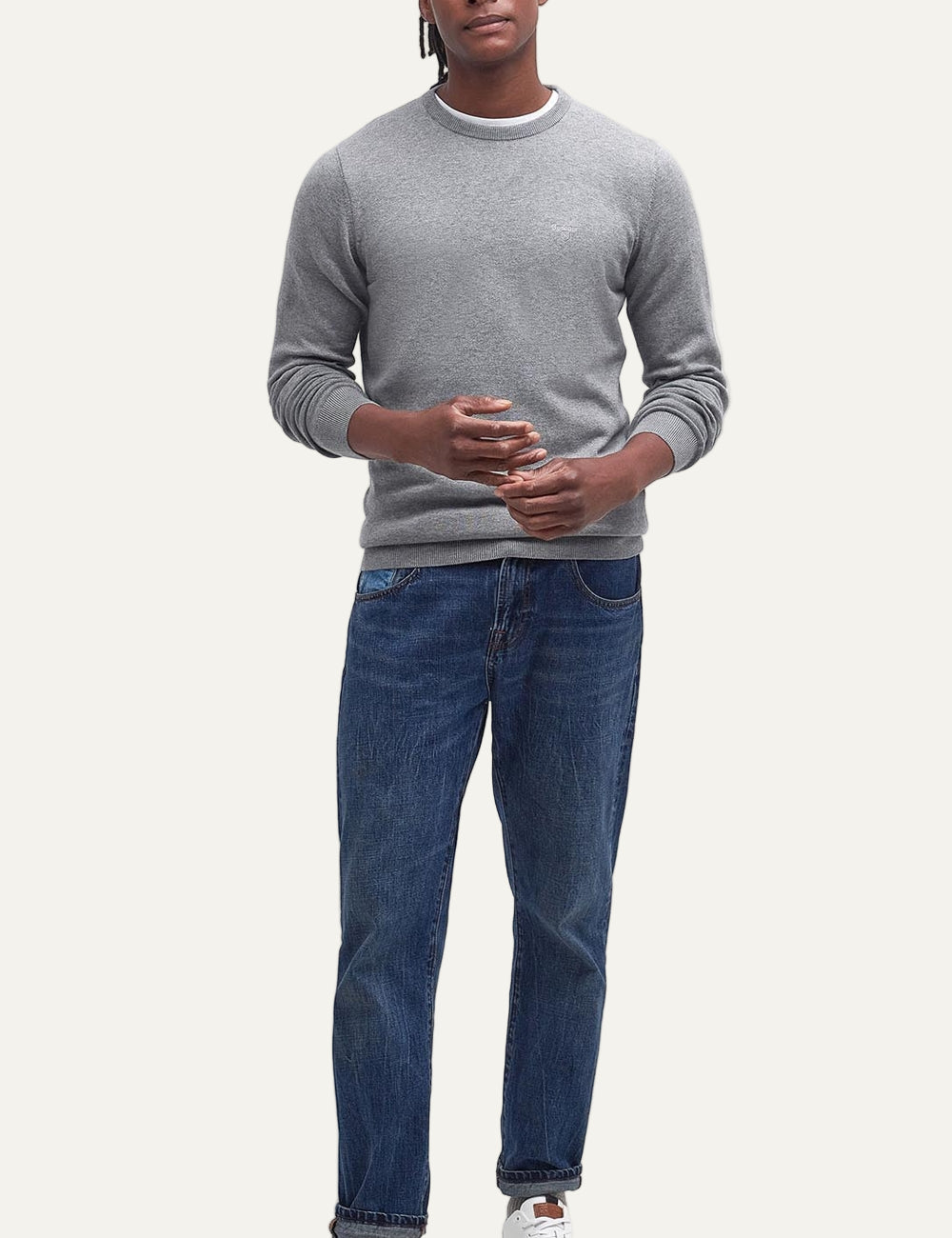 BARBOUR PIMA CREW NECK SWEATER GREY