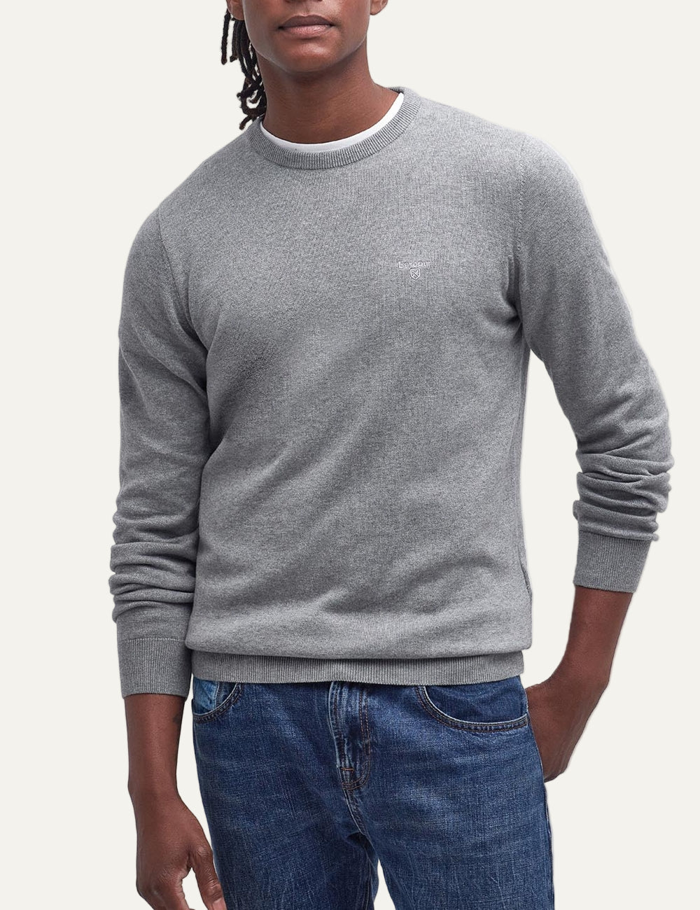BARBOUR PIMA CREW NECK SWEATER GREY