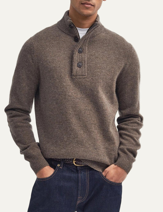 BARBOUR HALF ZIP KNITTED JUMPER STONE