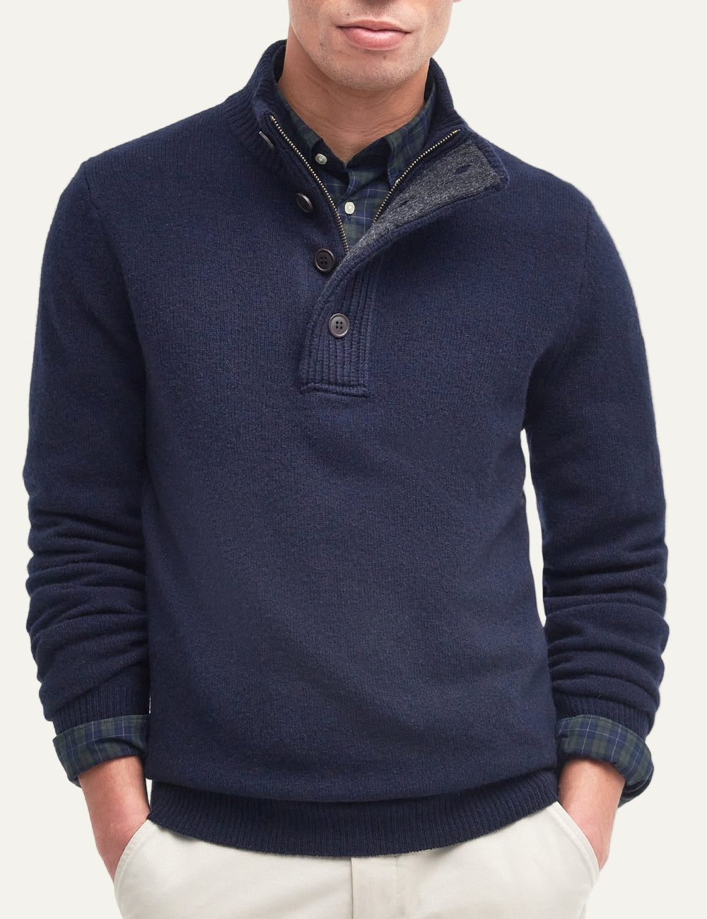 BARBOUR HALF ZIP KNITTED JUMPER NAVY