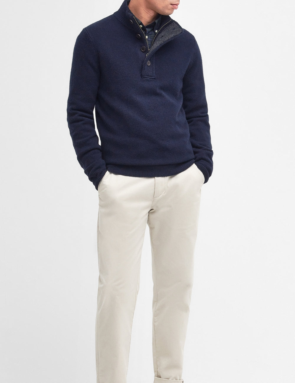 BARBOUR HALF ZIP KNITTED JUMPER NAVY