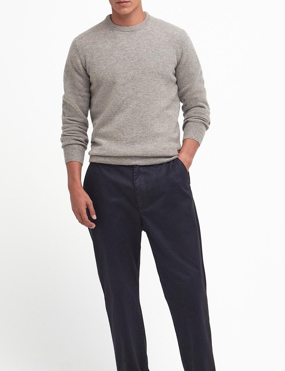 BARBOUR PATCH CREW NECK SWEATER STONE