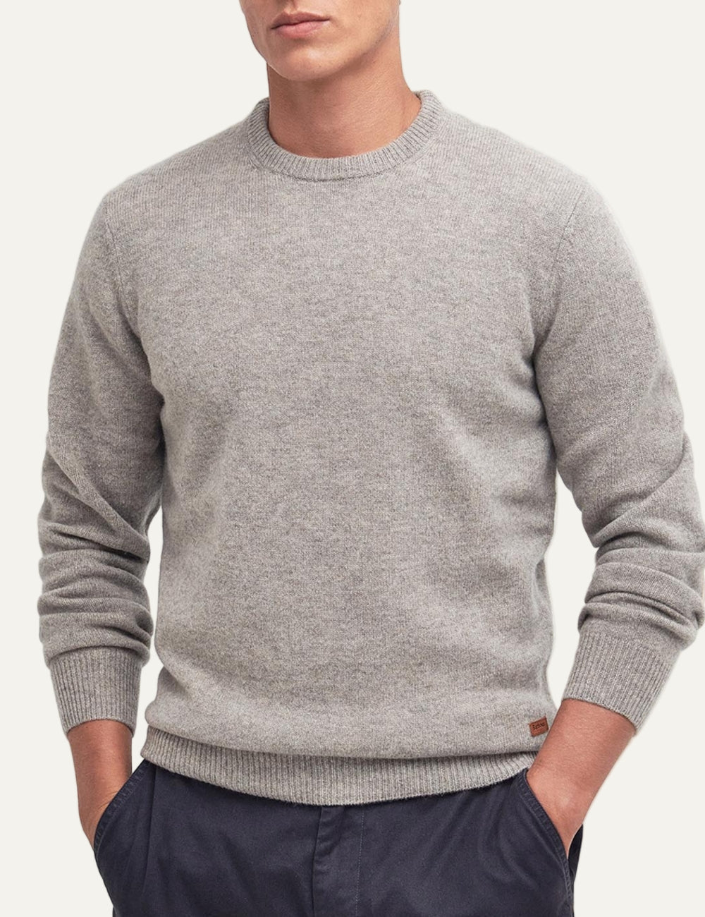 BARBOUR PATCH CREW NECK SWEATER STONE