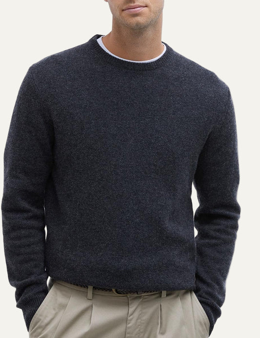 BARBOUR PATCH CREW NECK SWEATER CHARCOAL