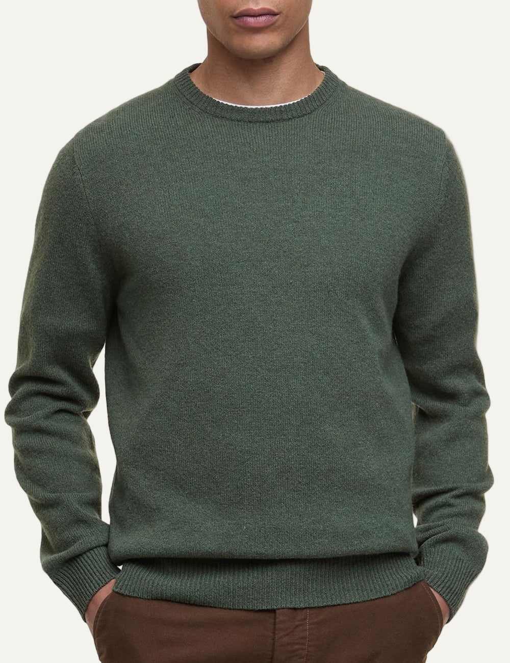BARBOUR PATCH CREW NECK SWEATER OLIVE