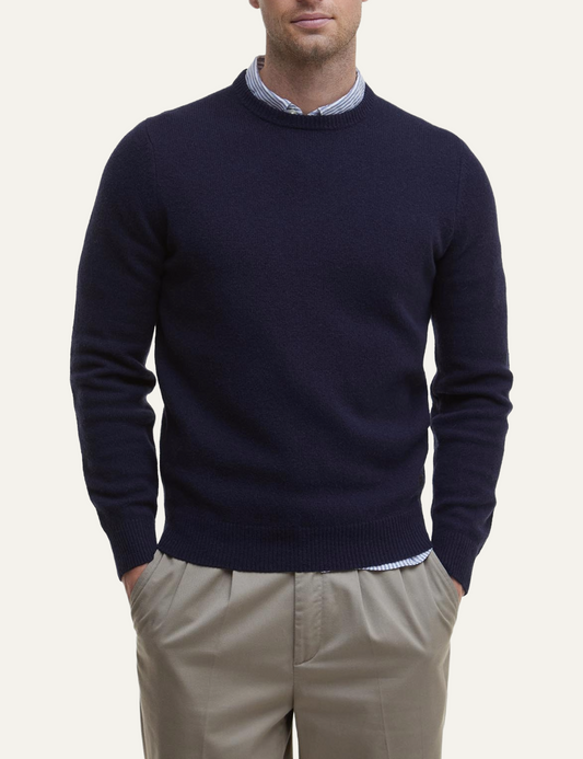 BARBOUR PATCH CREW NECK SWEATER NAVY