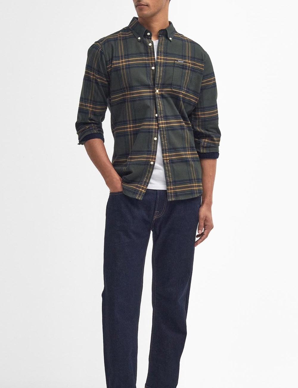 BARBOUR PORTDOWN TAILORED CHECKED SHIRT OLIVE