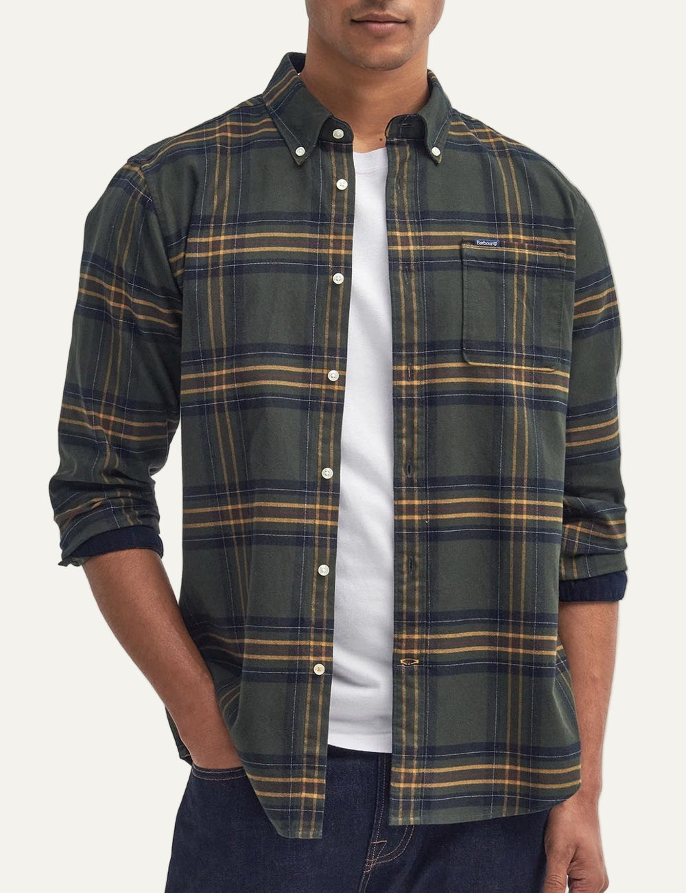 BARBOUR PORTDOWN TAILORED CHECKED SHIRT OLIVE