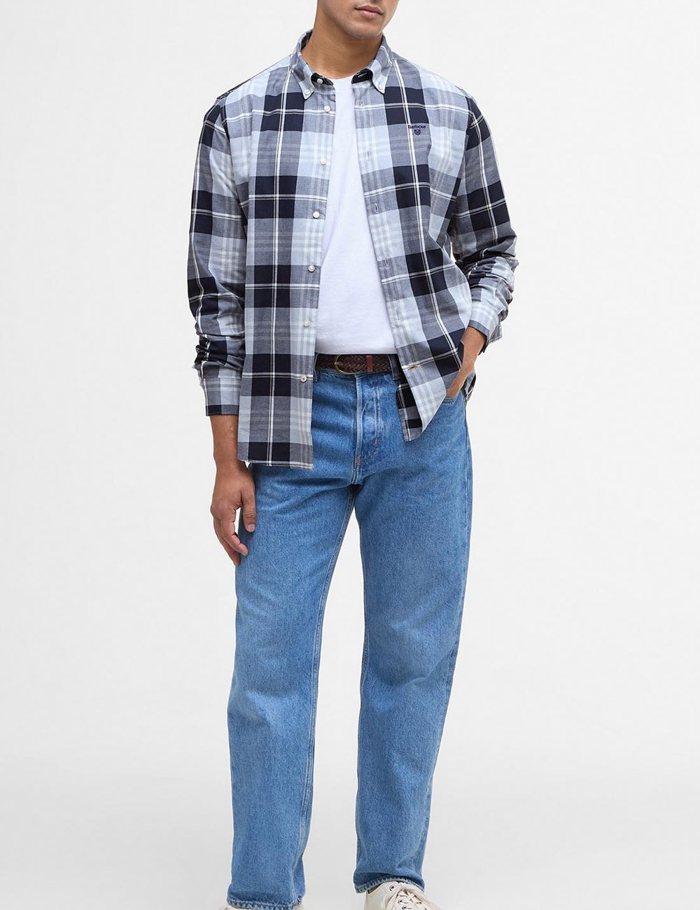 BARBOUR EDGAR TAILORED CHECKED SHIRT MINERAL BLUE