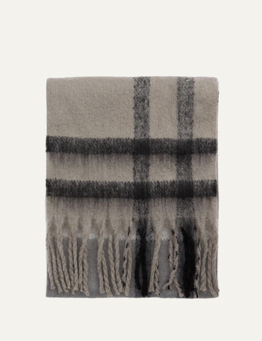 BARBOUR ISLA TARTAN BOUCLE SCARF MONOCHROME TARTAN