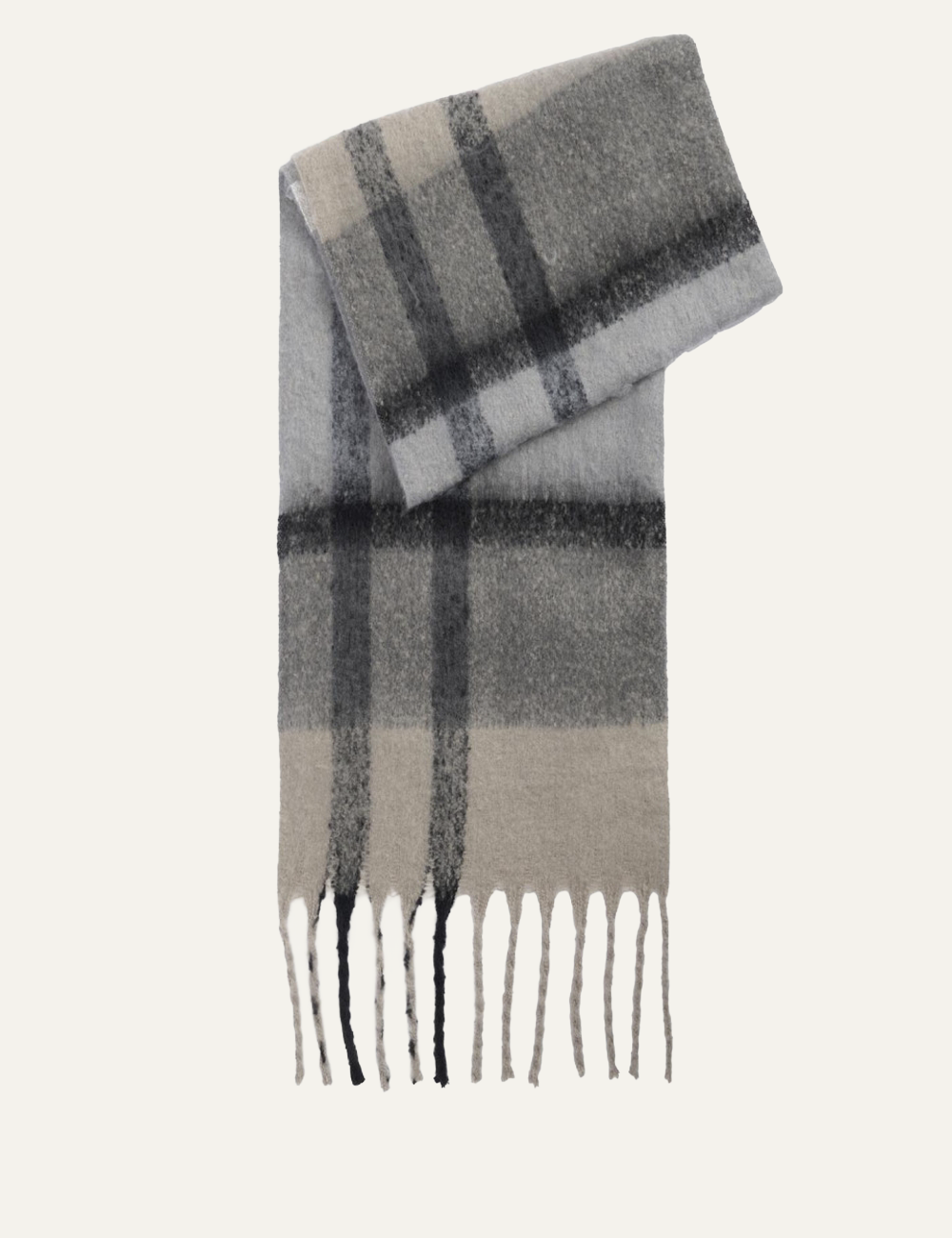 BARBOUR ISLA TARTAN BOUCLE SCARF MONOCHROME TARTAN