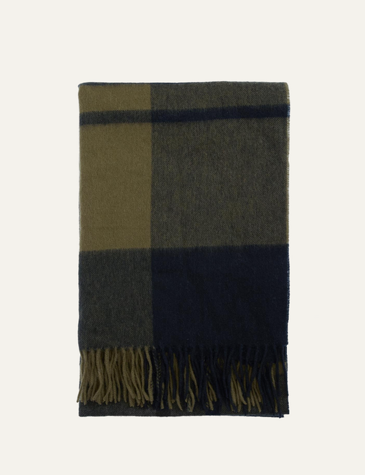 BARBOUR MAXINE TARTAN SCARF BLACK OLIVE