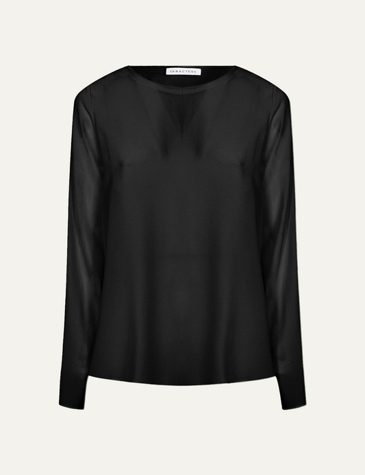 CARACTERE SATIN BLOUSE IN BLACK