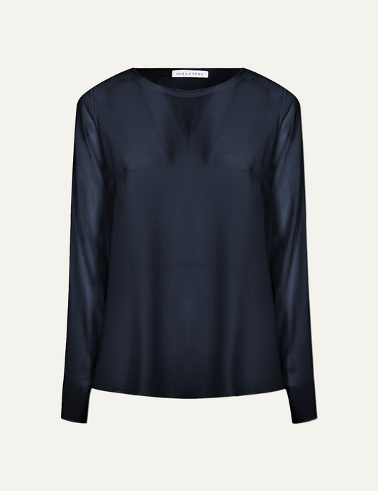 CARACTERE SATIN BLOUSE IN NAVY