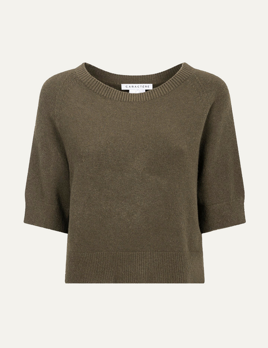 CARACTERE KNITTED TOP IN MILITARY GREEN