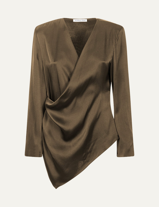 CARACTERE SATIN BLOUSE IN GREEN