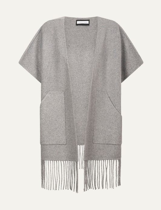 CARACTERE CAPE WITH FRINGES IN GREY